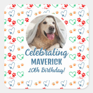 Sticker Carré Personnalisable Photo Empreinte de patte Chien fêt