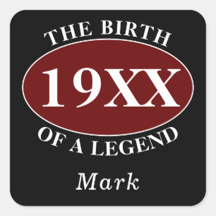 Sticker Carré Personnalisé 40e anniversaire Naissance d'une lége