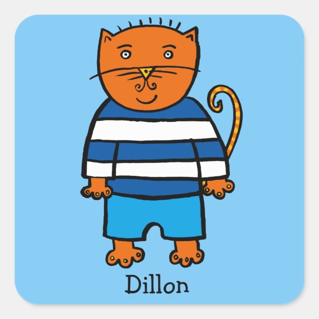 Sticker Carré Personnalisé Dillon le chat (Devant)