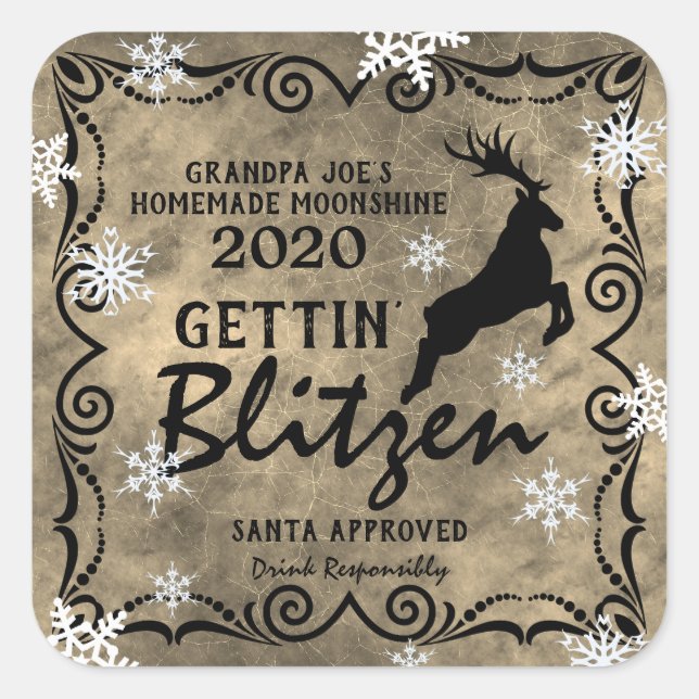 Sticker Carré Personnalisé "Gettin' Blitzen" (Devant)