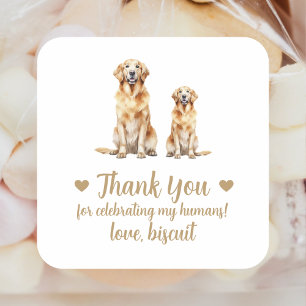 Sticker Carré Personnalisé Golden Retriever Chien Mariage Favori
