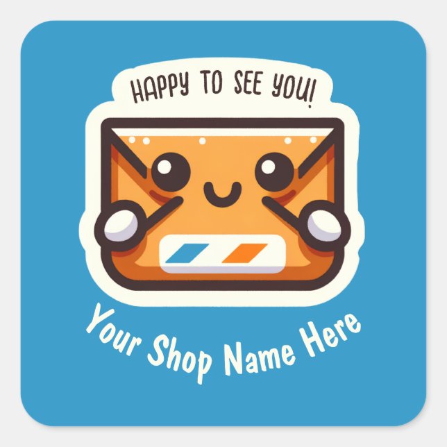 Sticker Carré Personnalisé Heureux de vous voir envoyer un courr (Devant)