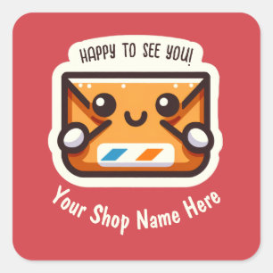 Sticker Carré Personnalisé Heureux de vous voir envoyer un courr
