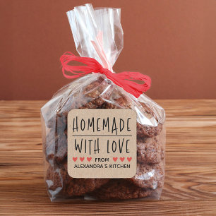 Sticker Carré Personnalisé Kraft Faits à la main avec amour