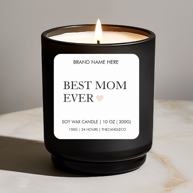 Sticker Carré Personnalisé Meilleure maman jamais bougie Étiquet (Créateur téléchargé)