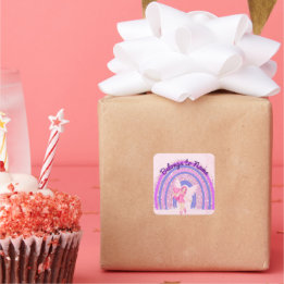 Sticker Carré Personnalisé Nom Boite Cute Purple Rainbow Fairy
