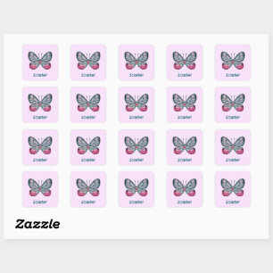 Sticker Carré Personnalisé Octobre Pink verre papillon Art