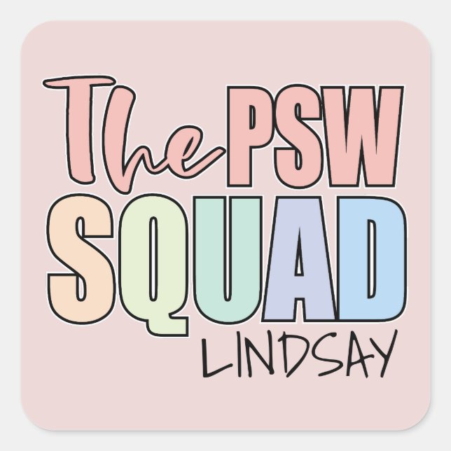 Sticker Carré Personnalisé PSW SQUAD (Devant)