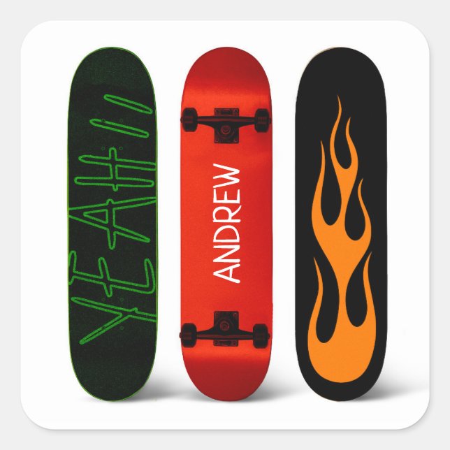 Sticker Carré personnalisé Skateboard (Devant)