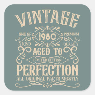 Sticker Carré Personnalisé vintage anniversaire whiskey étiquett
