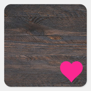 Sticker Carré Personnalisé votre propre coeur rose bois noir