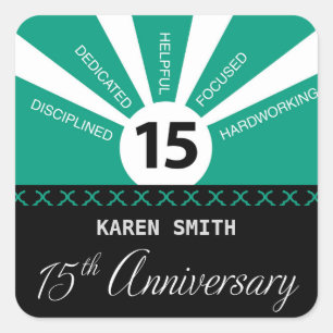 Sticker Carré Personnaliser, 15e anniversaire d'entreprise de l'