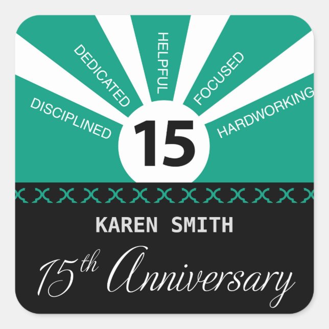 Sticker Carré Personnaliser, 15e anniversaire d'entreprise de l' (Devant)
