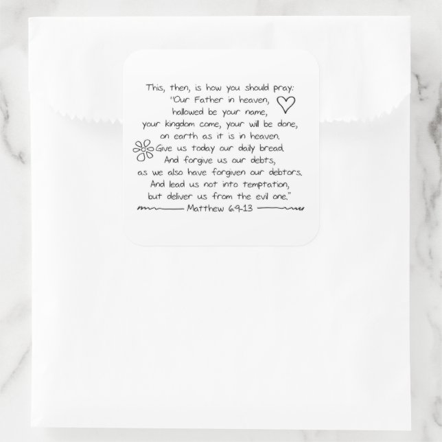 Sticker Carré Personnaliser Écriture manuscrite Bible Verse Les  (Sac)
