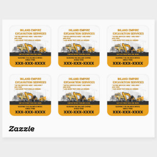 Sticker Carré Personnaliser Excavation Générale Entrepreneur Con