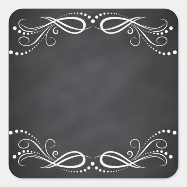 Sticker Carré Personnaliser florale Faux Chalkboard vierge (Devant)