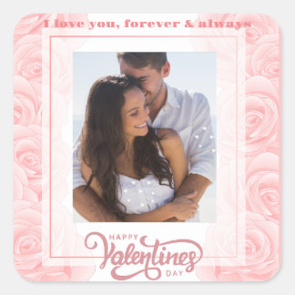 Sticker Carré Personnaliser Heureuse Sainte-Valentin floral 1 Ph