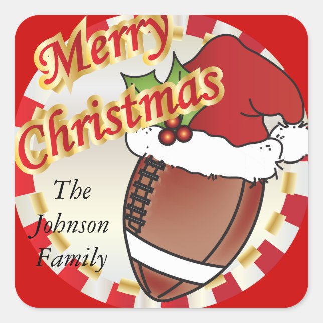 Sticker Carré Personnaliser Joyeux Football de Noël (Devant)