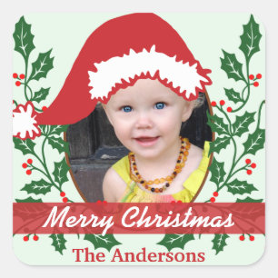 Sticker Carré Personnaliser le chapeau de Père Noël personnalisé