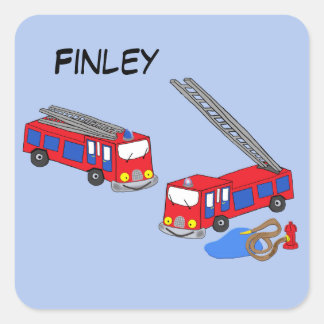 Sticker Carré Personnaliser les camions de pompiers rouges