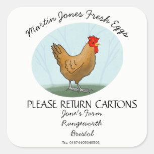 Sticker Carré Personnaliser l'étiquette du carton d'œufs boîte d