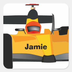Sticker Carré Personnaliser Race Car Cadeaux de fête d'anniversa