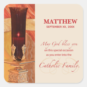 Sticker Carré Personnaliser, RCIA Félicitations, Catholique, Rou