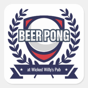 Sticker Carré Personnalisez ce logo Beer Pong