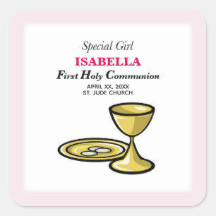 Sticker Carré Personnalisez, Fille Spéciale, Première Communion