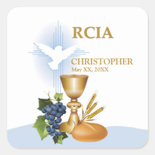 Sticker Carré Personnalisez, RCIA Félicitations Sacrement Cathol