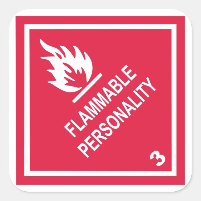 Sticker Carré Personnalité inflammable (Devant)
