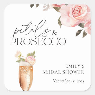 Sticker Carré Pétales et Prosecco Fête de Mariage Florale