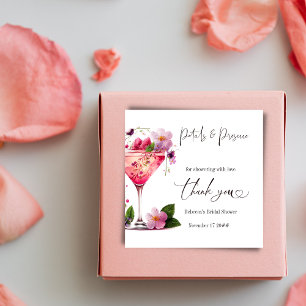 Sticker Carré Pétales et Prosecco Fête des mariées florale rose 