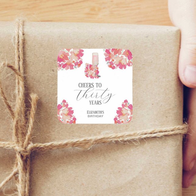 Sticker Carré Pétales & Procuco 30e anniversaire Floral Pink Chi (Créateur téléchargé)