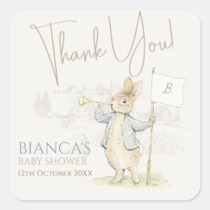 Sticker Carré Peter le lapin Un Baby shower lapin
