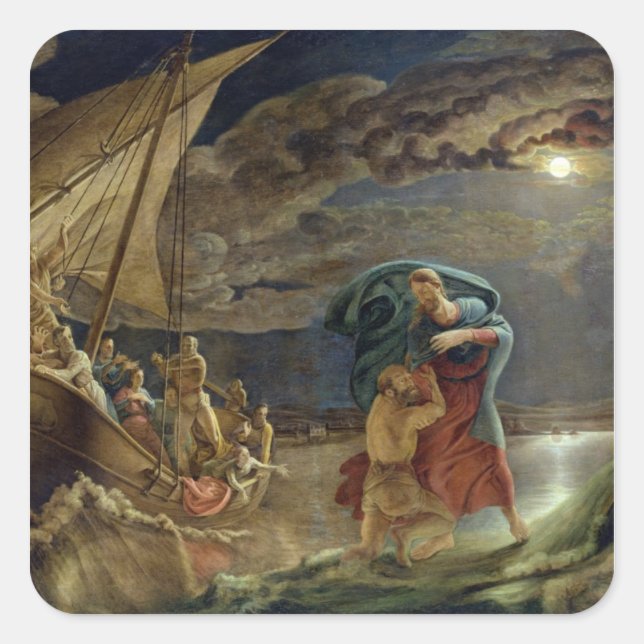Sticker Carré Peter marche sur l'eau, 1806 (Devant)