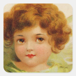 Sticker Carré Petit ange à tête rouge