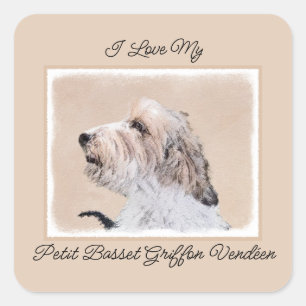 Sticker Carré Petit Basset Griffon Vendéen Peinture - Pièce d'ar