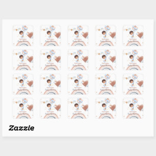 Sticker Carré Petit bébé Ballons Africain américain baby shower 