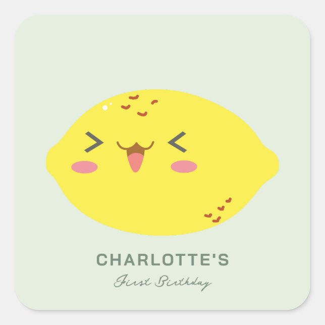 Sticker Carré Petit Citron Citrus Cutie Premier anniversaire (Devant)