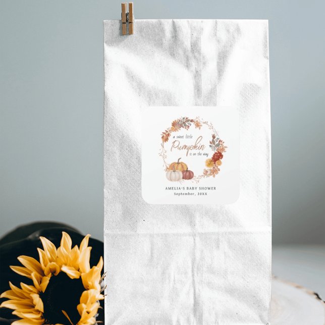 Sticker Carré Petit Citrouille Boho Genre Baby shower neutre (Créateur téléchargé)