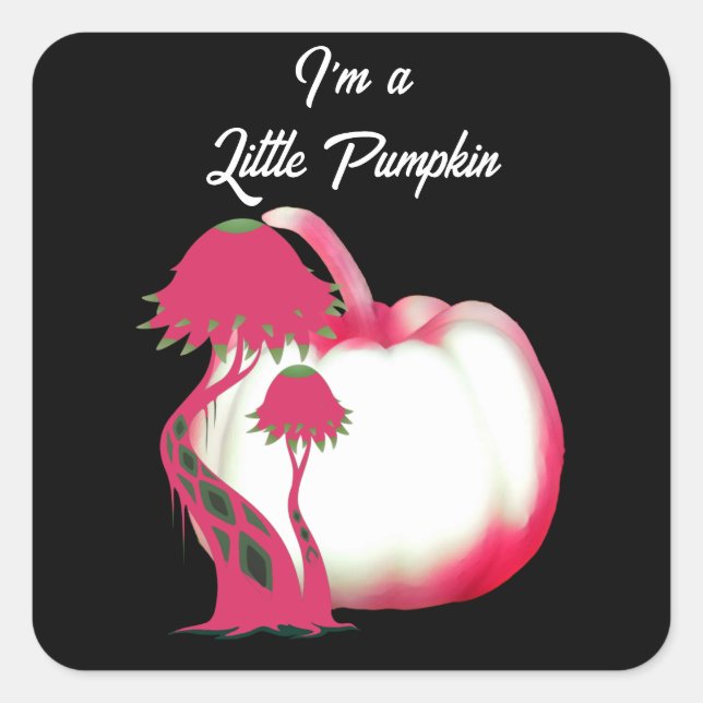 Sticker Carré Petit Citrouille rose mignon Halloween Automne Toa (Devant)