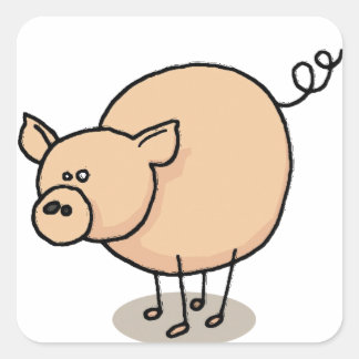 Sticker Carré Petit cochon Gro-Gro