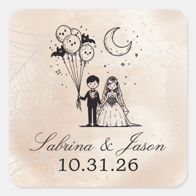 Sticker Carré Petit couple éffrayant (Devant)