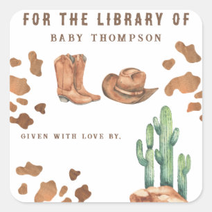 Sticker Carré Petit Cowboy - POUR LA BIBLIOTHÈQUE DE
