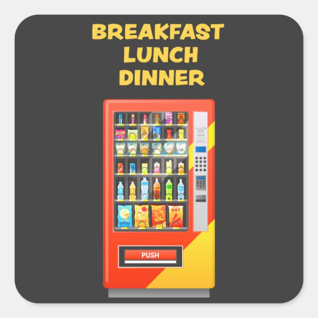Sticker Carré Petit Déjeuner Déjeuner Dîner Distributeur (Devant)