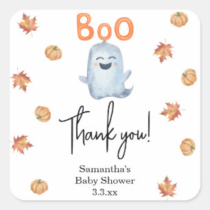 Sticker Carré Petit fantôme - remerciement pour une baby shower
