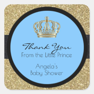 Sticker Carré Petit garçon bleu de prince baby shower royal