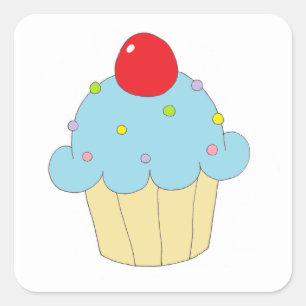 Sticker Carré Petit gâteau bleu