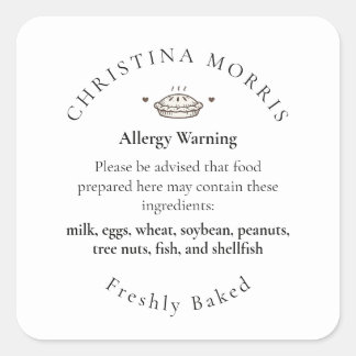 Sticker Carré Petit Gâteau de Boulangerie Personnalisé Alerte Al